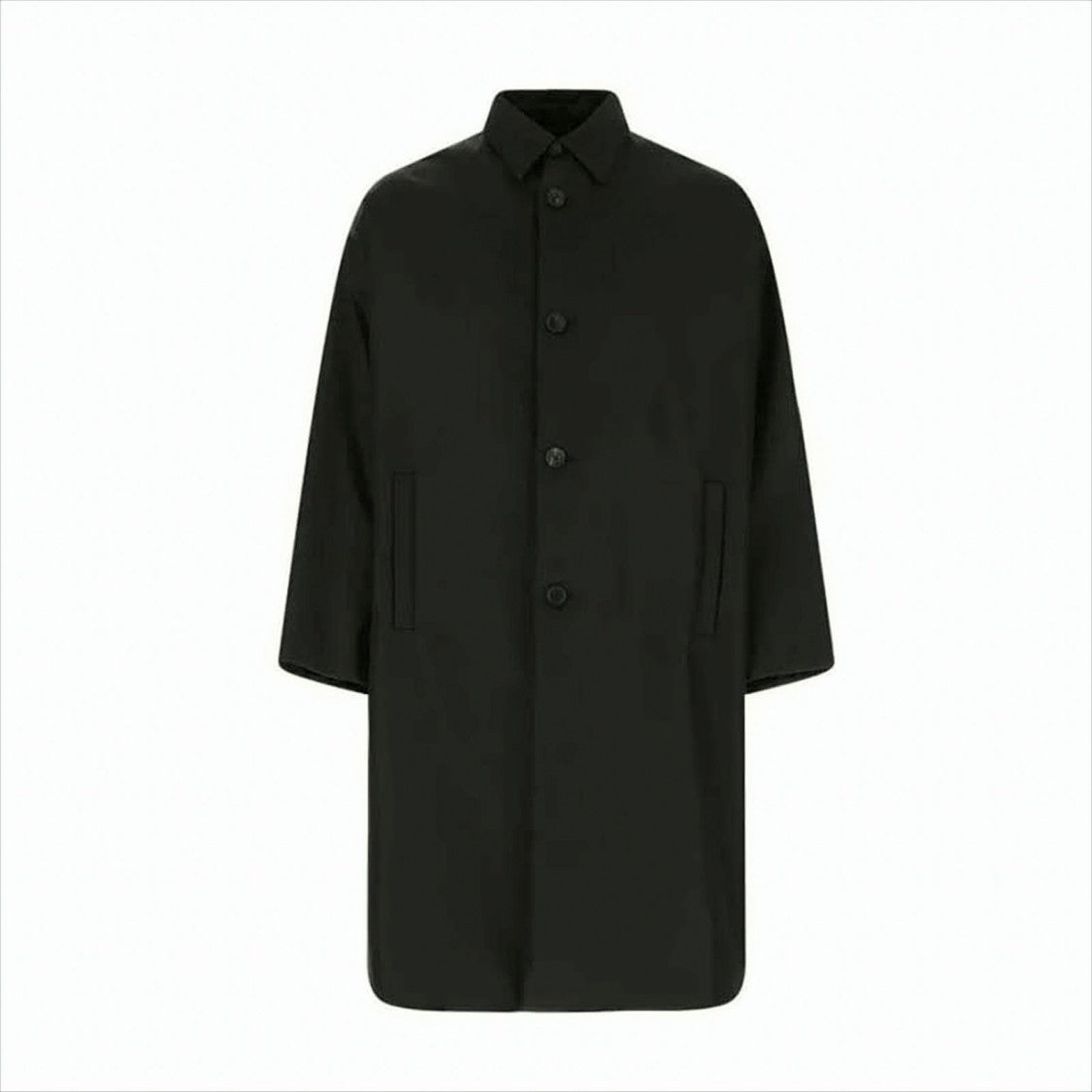 Prada Minimalist Black Raincoat With Button-Down Front