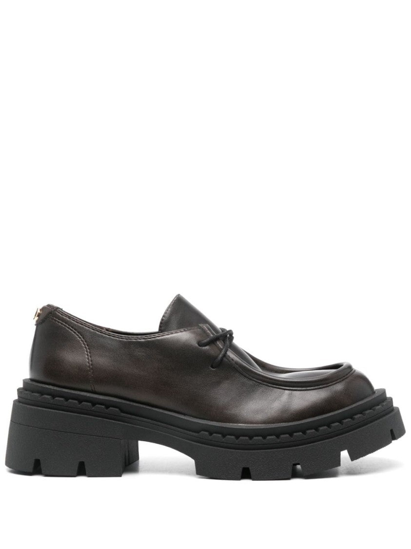Twin-Set Brown Lace-Up Loafers With Distinctive Design