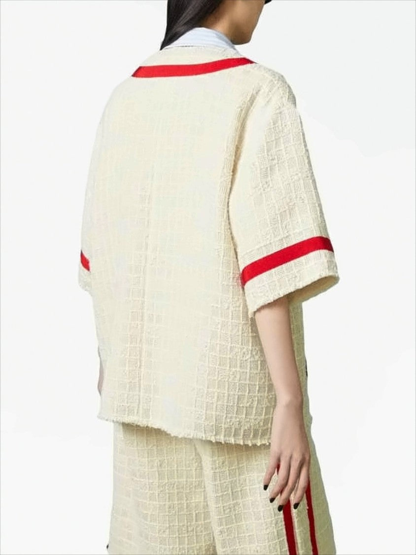 Gucci Textured Cream Short-Sleeved Jacket