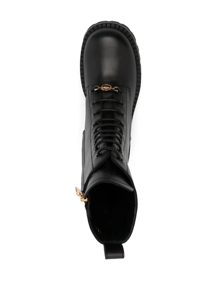 Versace Calf Leather Ankle Boots With Sculpted Sole