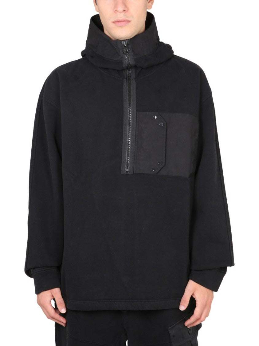 Ten C Hooded Sweatshirt With High Collar