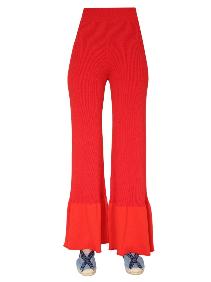 Stella Mccartney Ribbed Knit Trousers With Wide-Leg Silhouette