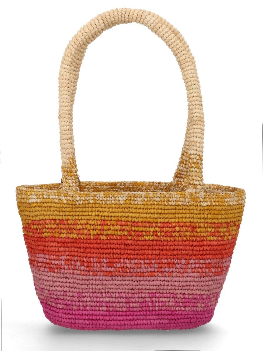Manebi Multicolor Gradient Woven Raffia Tote Bag