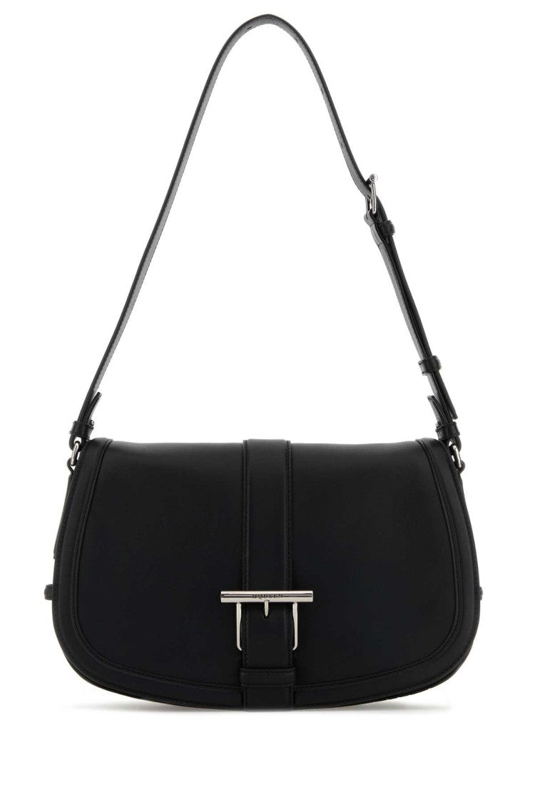 Alexander Mcqueen Black Leather Large Satchel Crossbody Bag