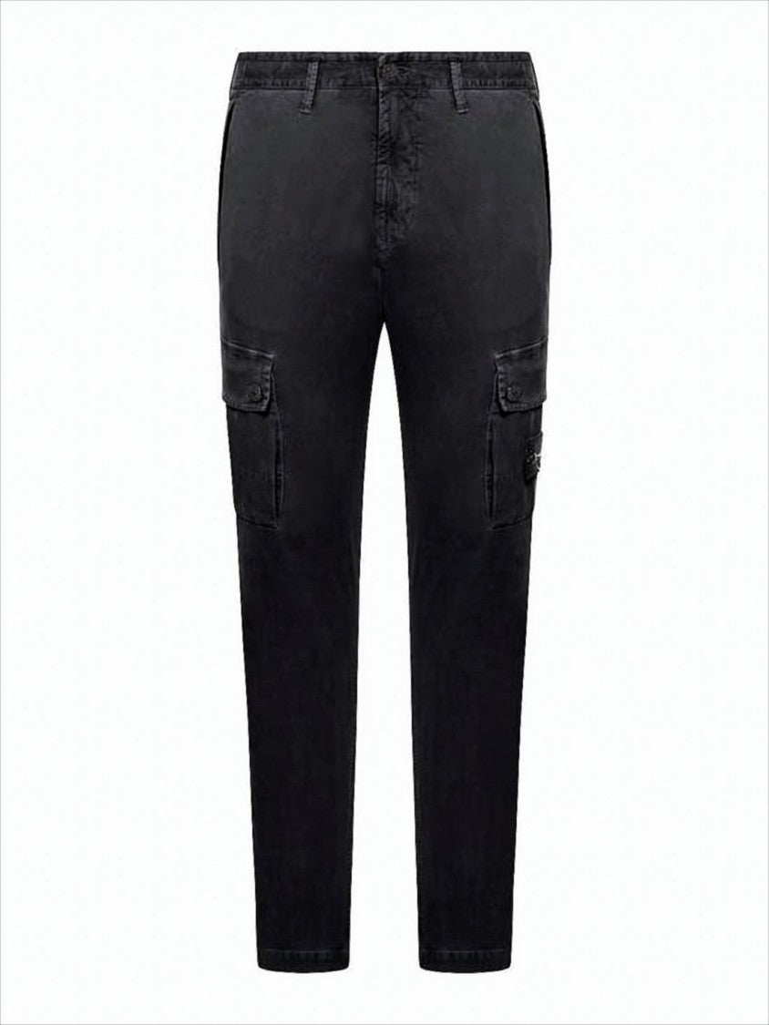 Stone Island Classic Black Cargo Pants With Functional Pocket Design