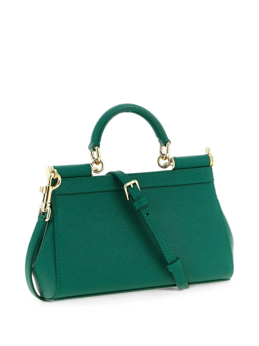 Dolce & Gabbana Green Textured Calf Leather Shoulder Bag