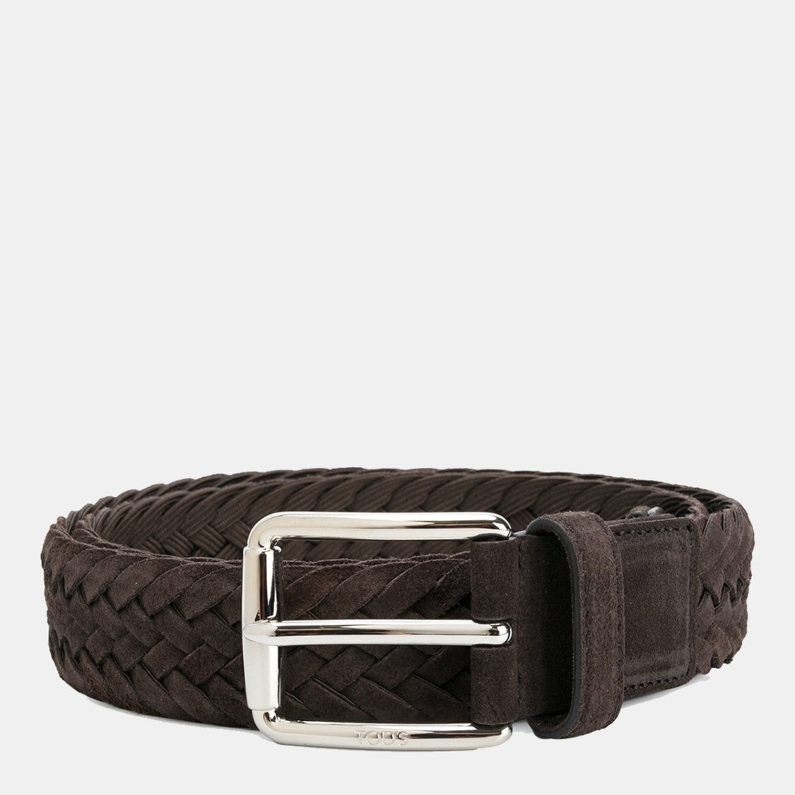 Tod's Dark Brown Suede Woven Belt