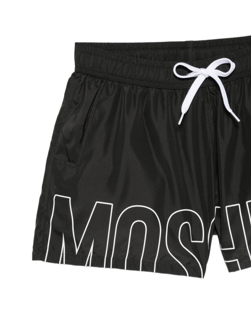 Moschino Bold Lettering Contrast Drawstring Swim Shorts