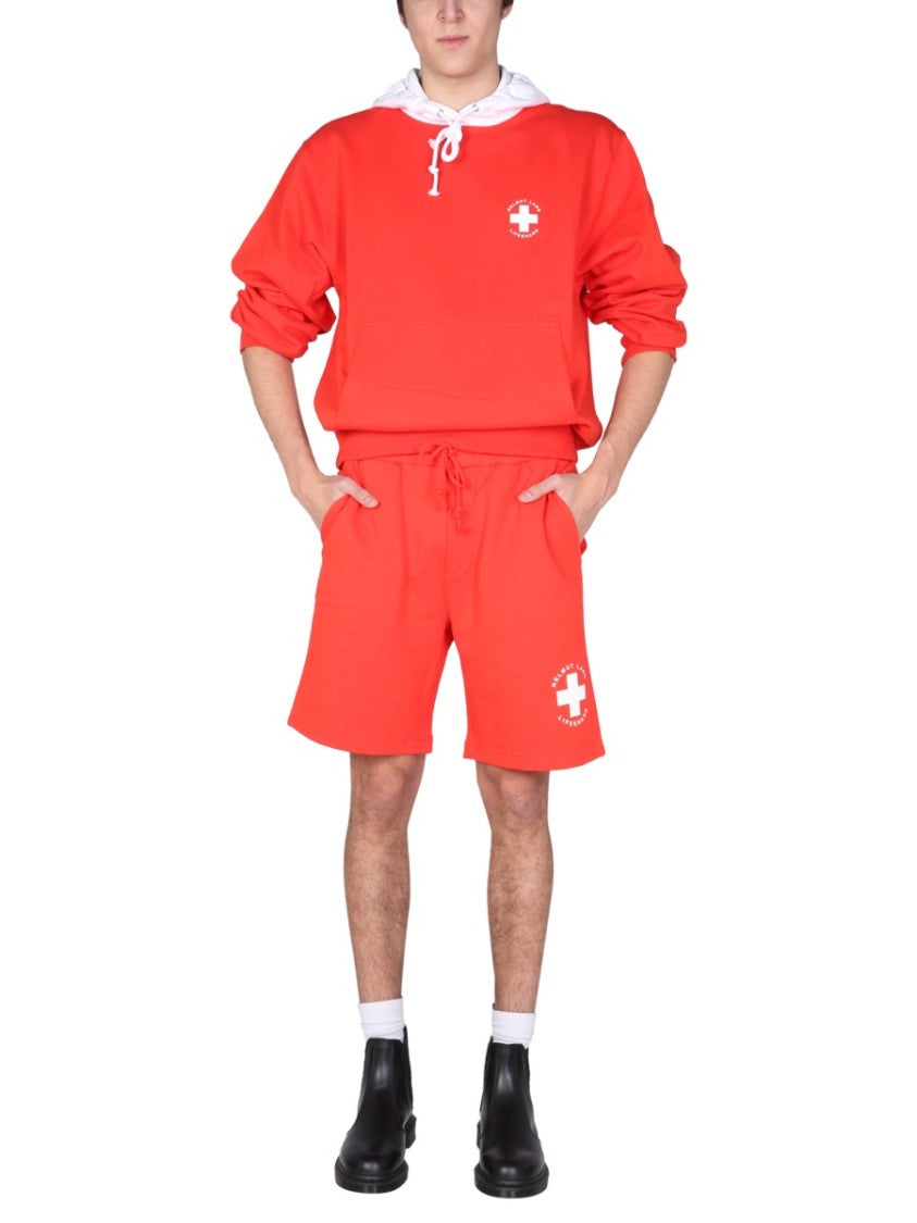 Helmut Lang Bermuda Shorts With Elastic Waist And Iconic Emblem