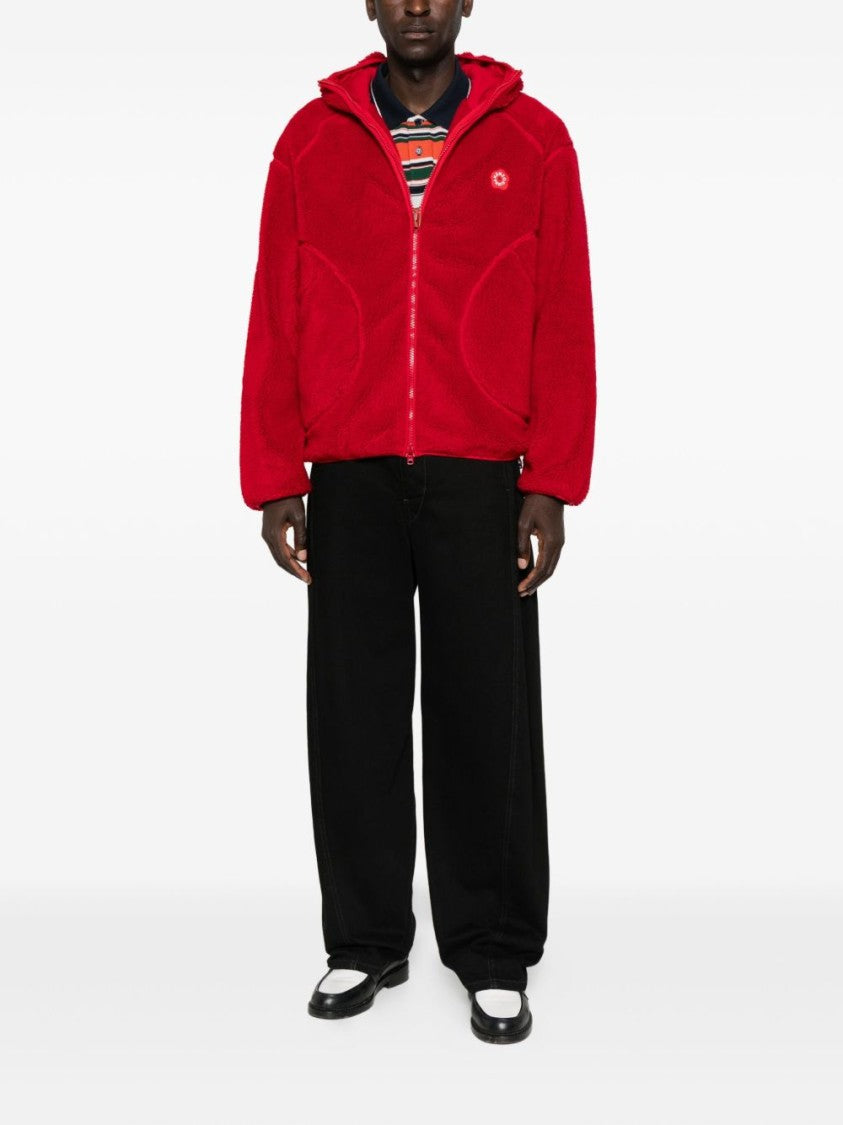 Kenzo Red Fleece Jacket With Embroidered Logo