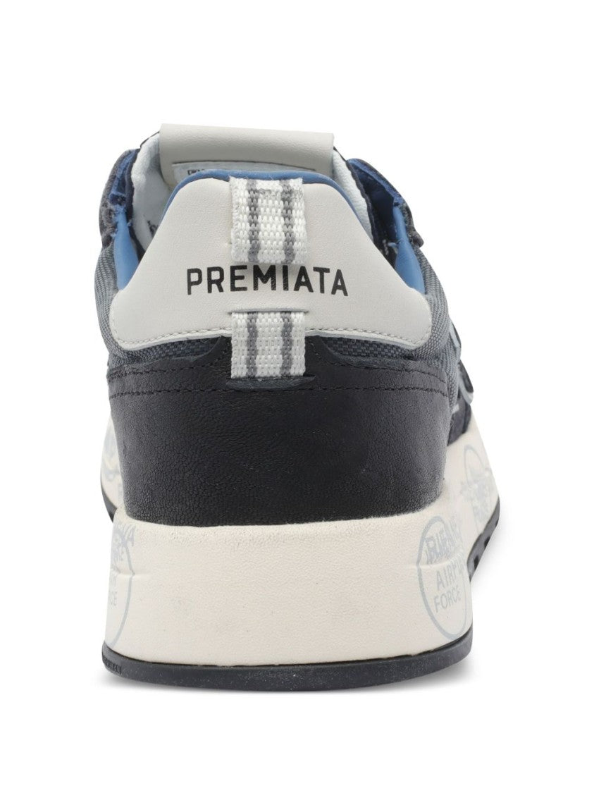 Premiata Low-Top Blue Sneakers With Leather Craftsmanship