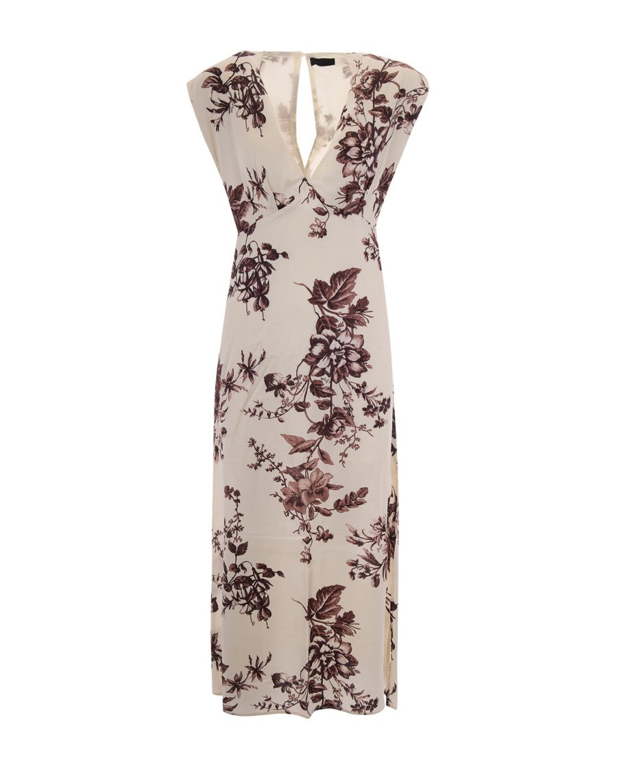 Liu Jo Floral Print Satin Midi Dress With Kimono Silhouette