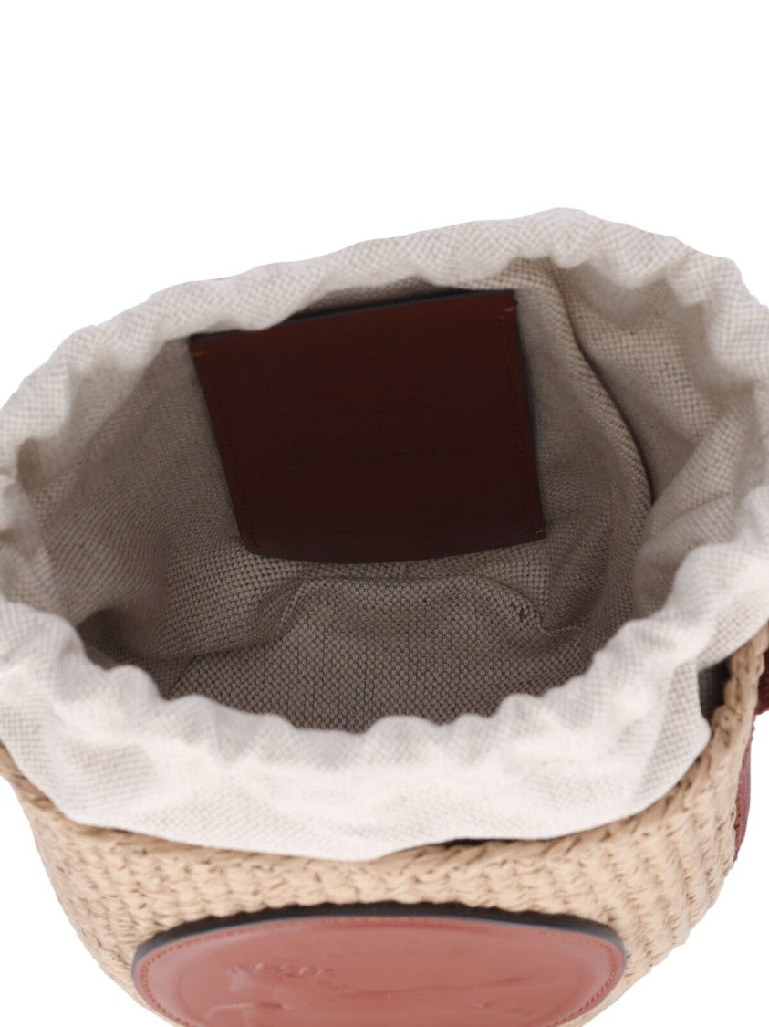 Chloé Raffia Bucket Bag With Leather Accents