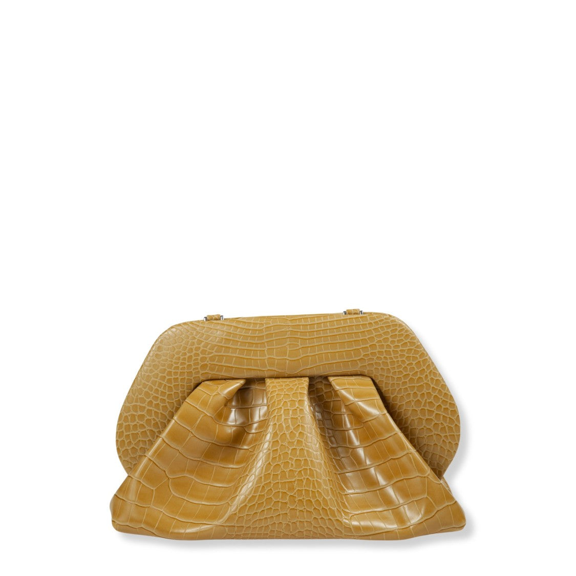 Themoirè Structured Crocodile Leather Handbag In Biscuit Tone