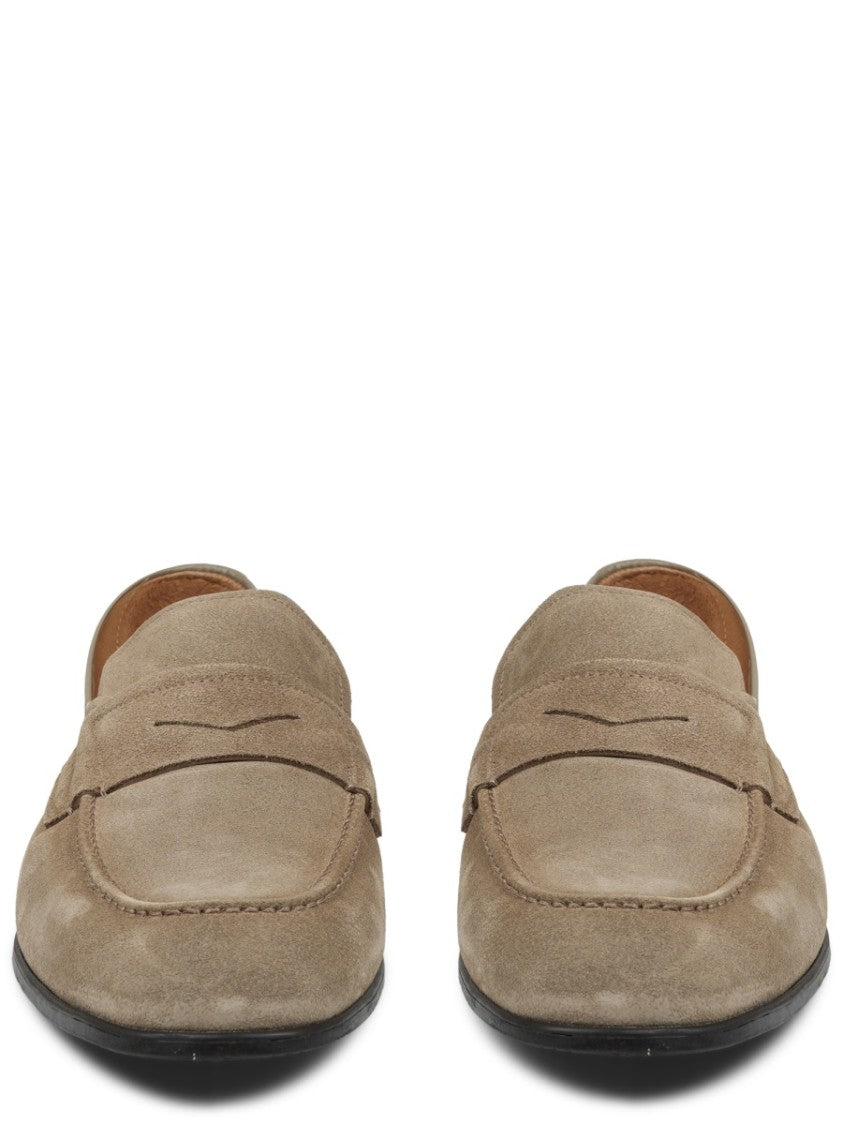 Mille885 Taupe Suede Penny Loafers
