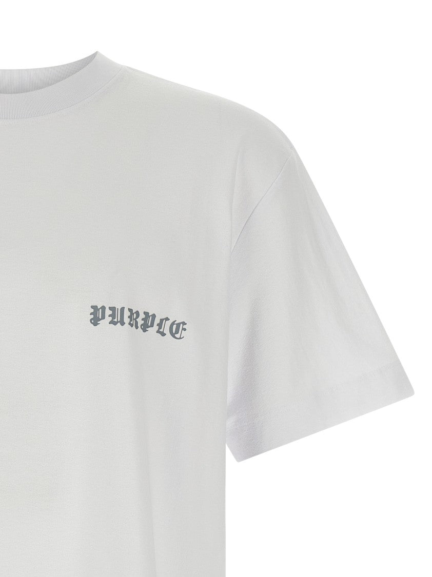 Purple Textured Cotton Jersey T-Shirt With Graphic Prints