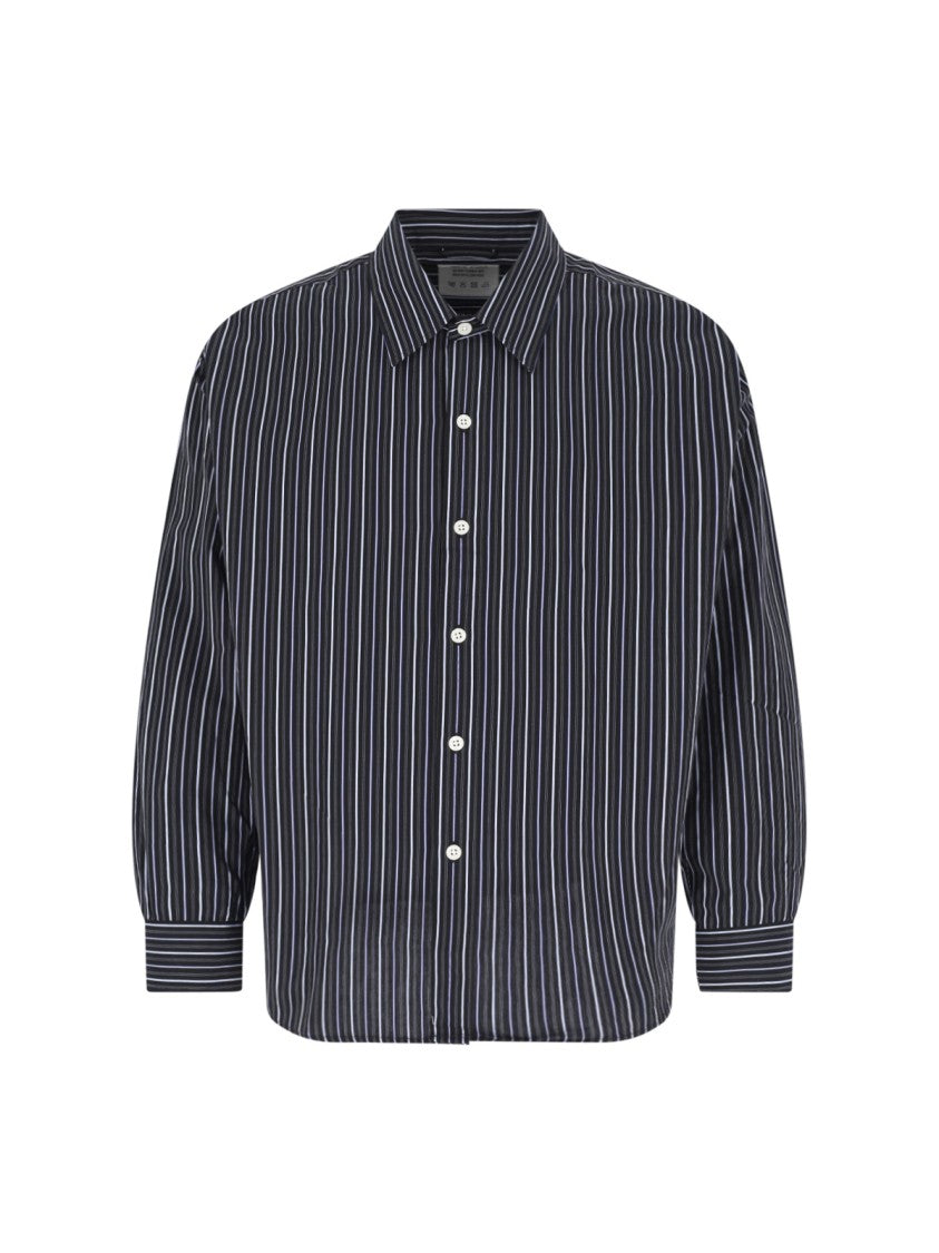 Mfpen Black Exact Striped Cotton Shirt