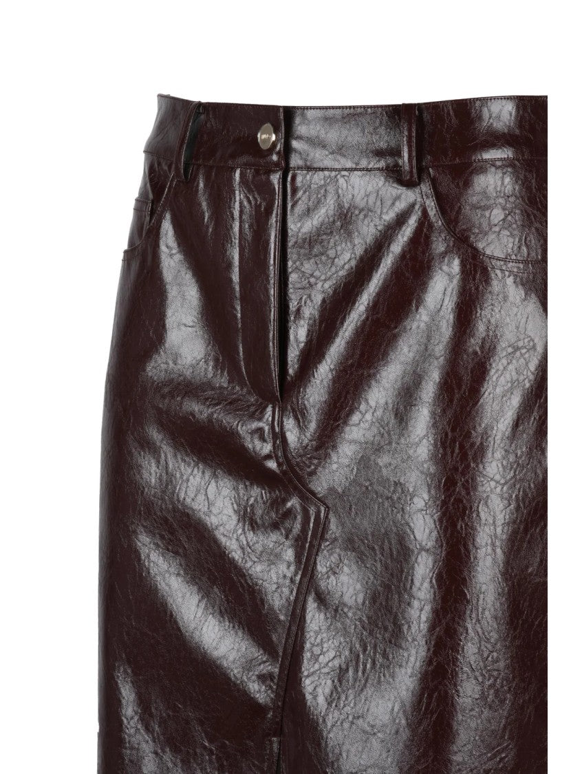 Liu Jo Red Polyester Zip Faux Leather Midi Skirt