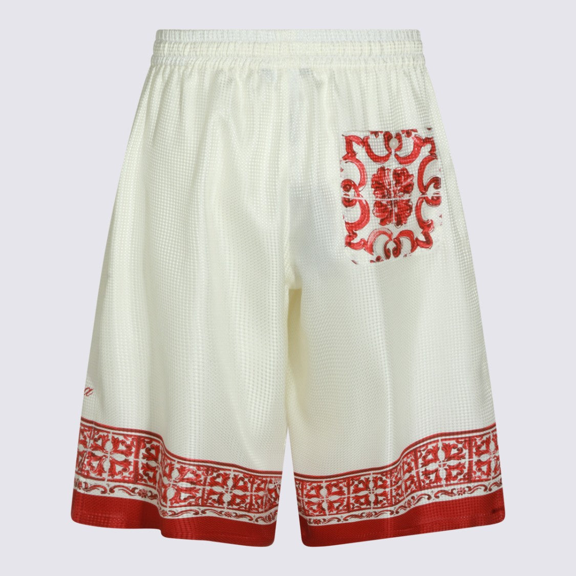 Dolce & Gabbana Loose-Fit Textured Shorts With Ornamental Border