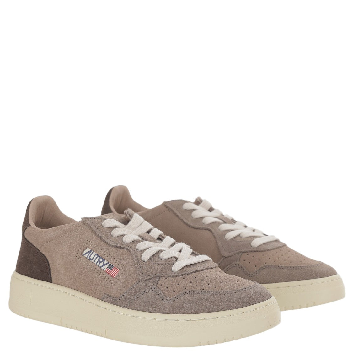 Autry Suede Brown Medalist Low Sneakers With Contrast Heel Tab