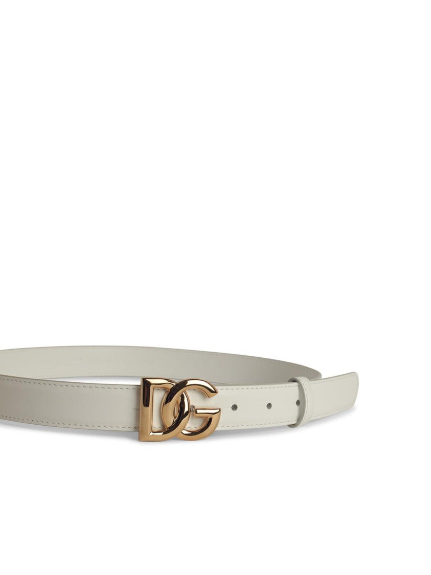 Dolce & Gabbana White Leather Belt