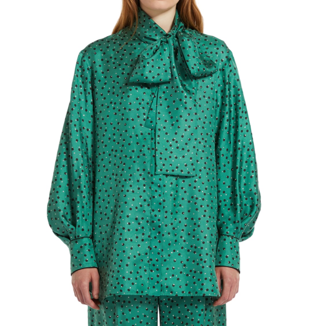 Max Mara Polka Dot Blouse With Bow Tie