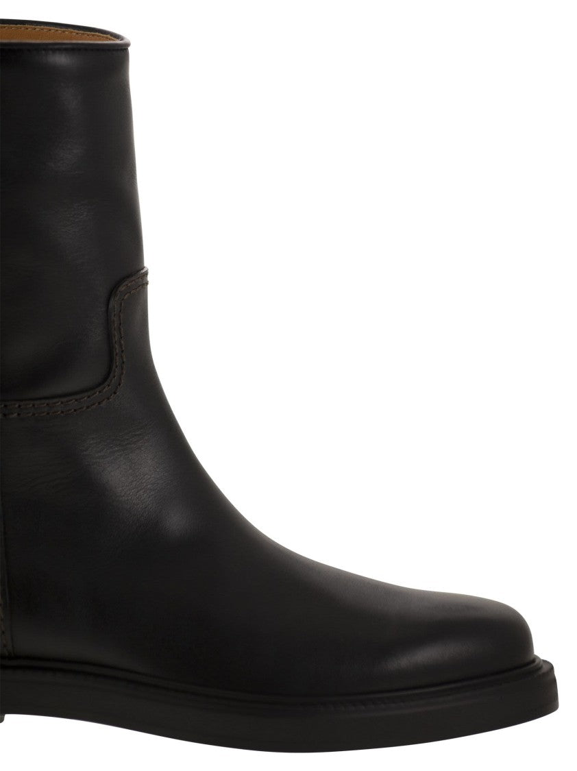 Tod's Calfskin Ankle Boot With T Accessory
