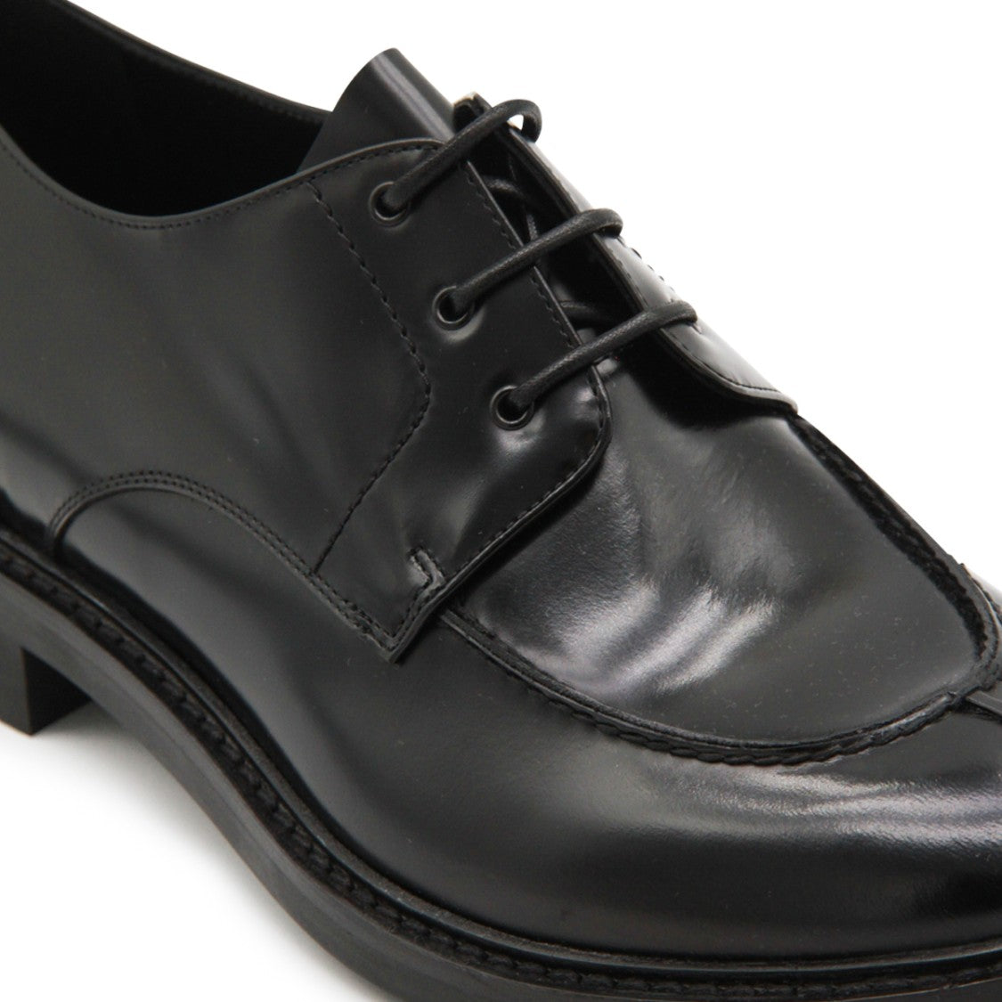 Saint Laurent Black Leather Lace Up Loafers
