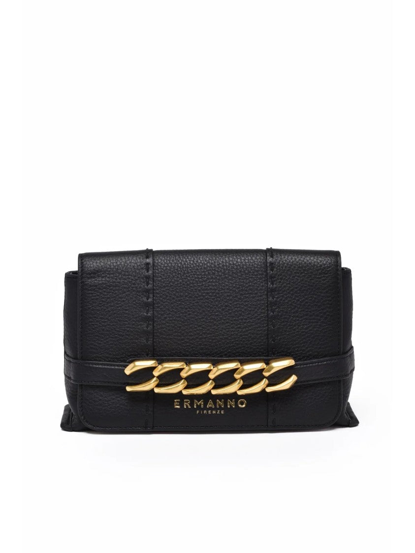 Ermanno Firenze Arabella Leather Shoulder Bag With Detachable Strap And Magnetic Closure
