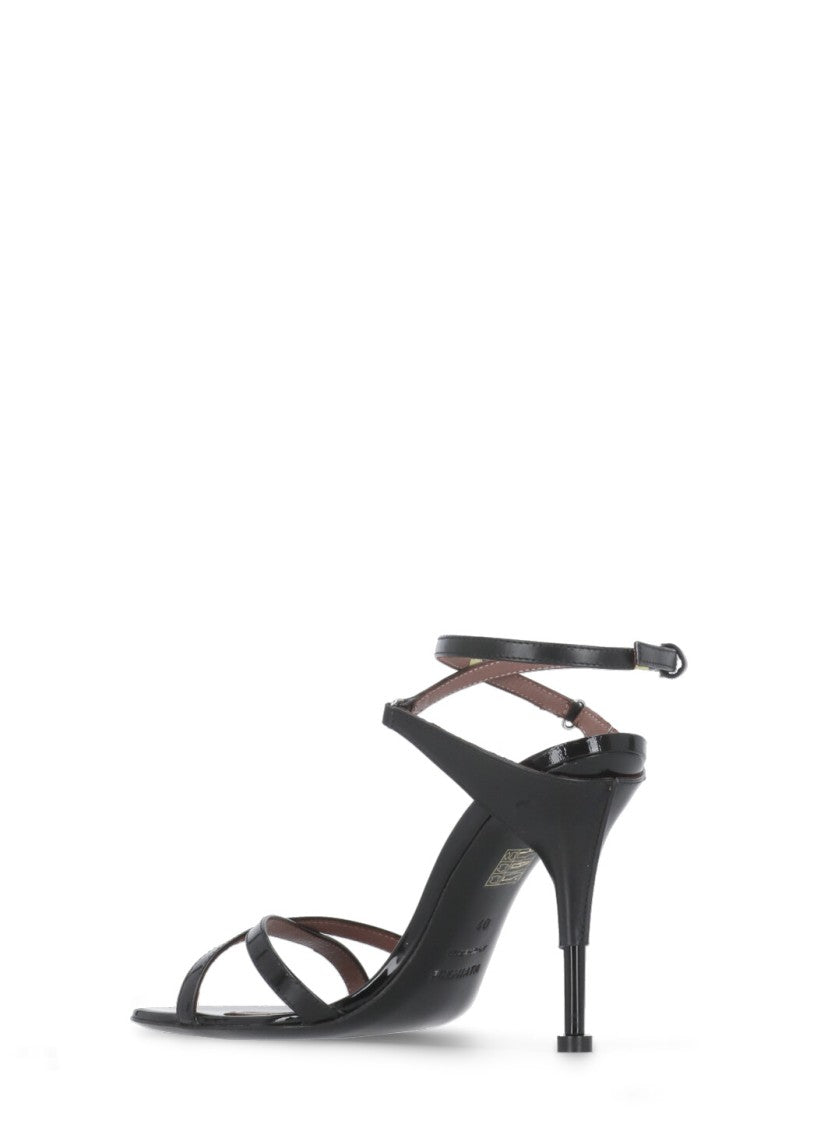 Premiata Black Polished Leather Sandals