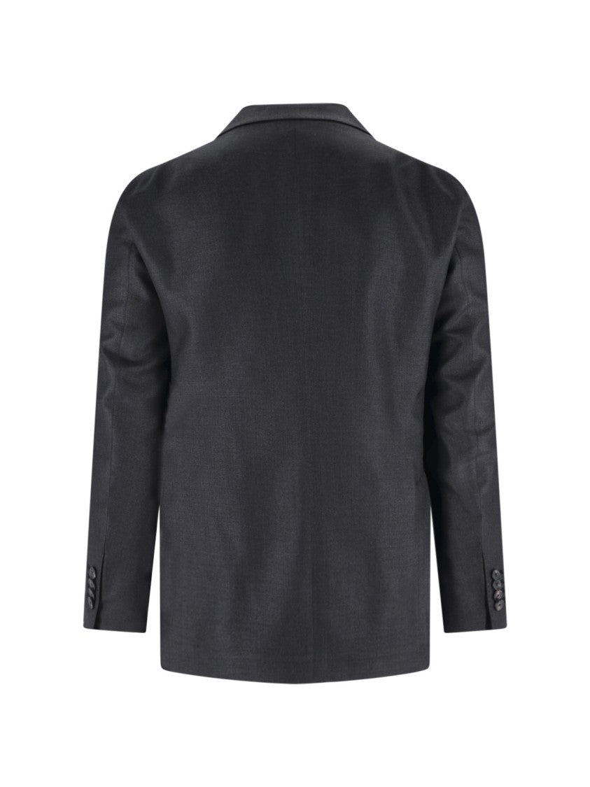 Tagliatore Blue Structured Double-Breasted Notch Lapel Jacket