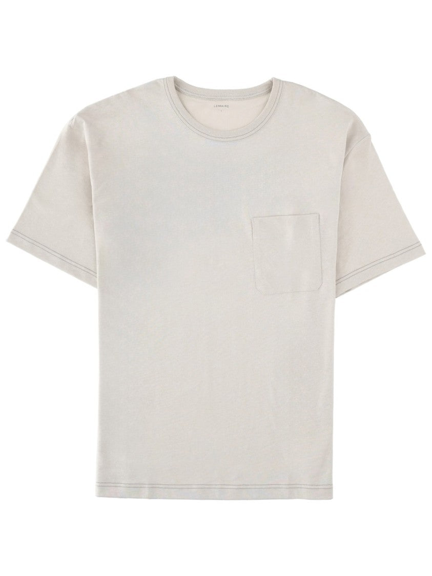 Lemaire Crew Neck Cotton-Linen Textured T-Shirt
