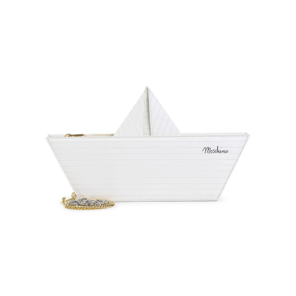 Moschino Paper Boat-Inspired Shoulder Bag In Smooth Goat Leather