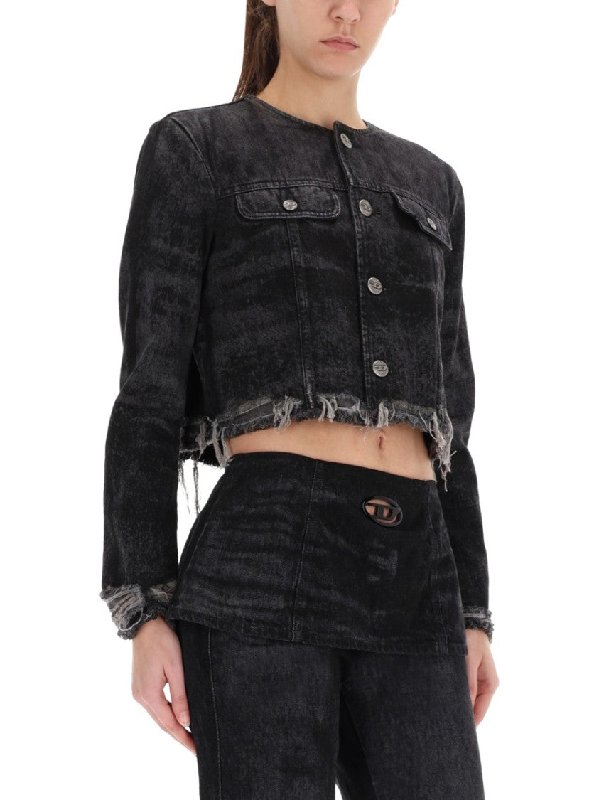 Diesel De-Graffy-Fsh Cropped Denim Jacket