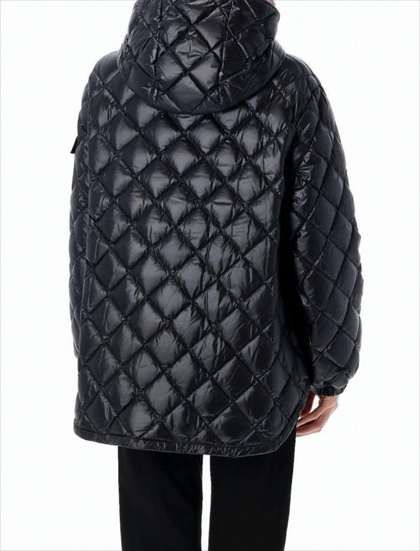 Moncler Quilted Black Down Coat With Hood