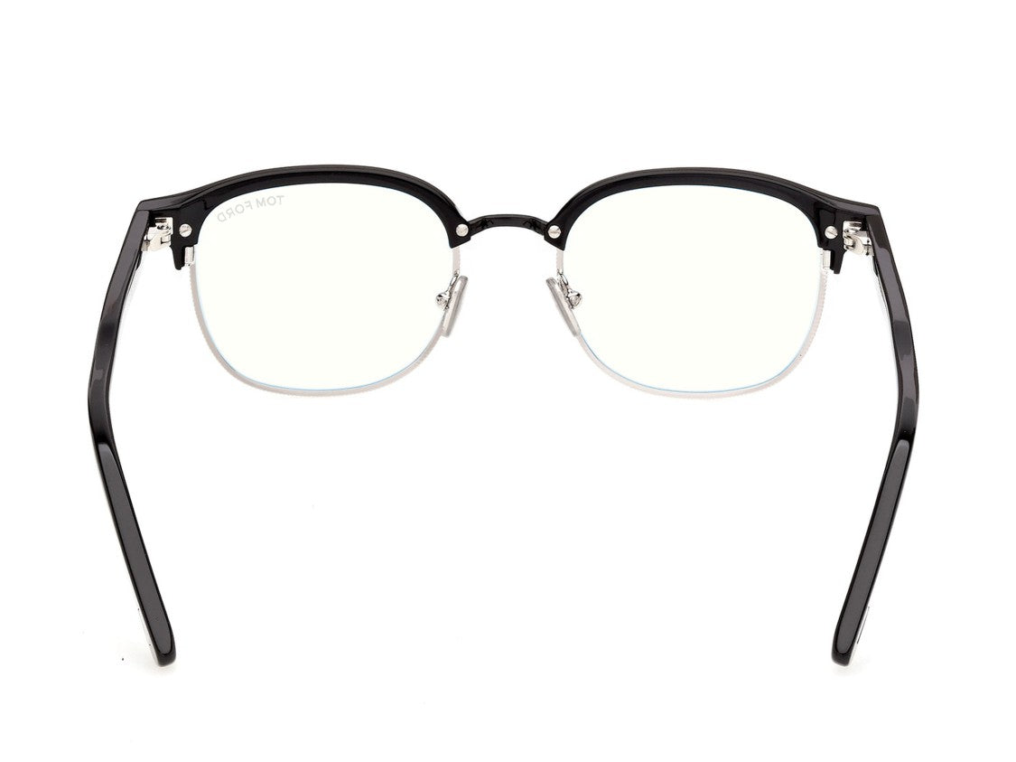 Tom Ford Ft6185-B Black Silver Accent Semi-Rimless Eyeglasses