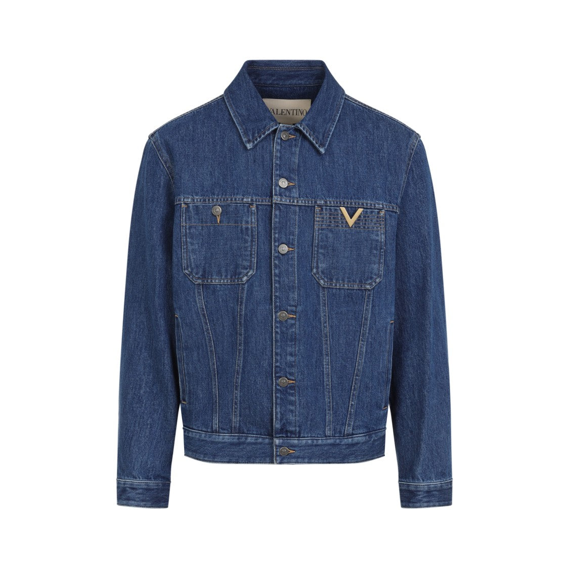Valentino Classic Denim Jacket With Pointed Collar