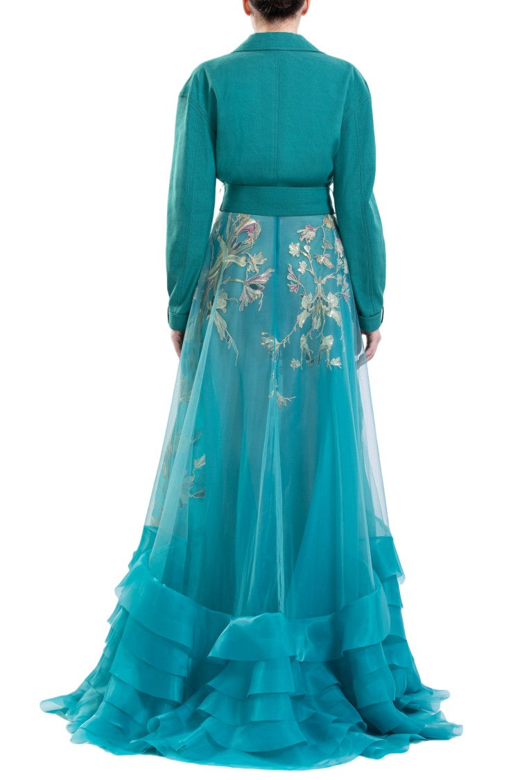 Saiid Kobeisy Linen Jacket And Ruffled Dress