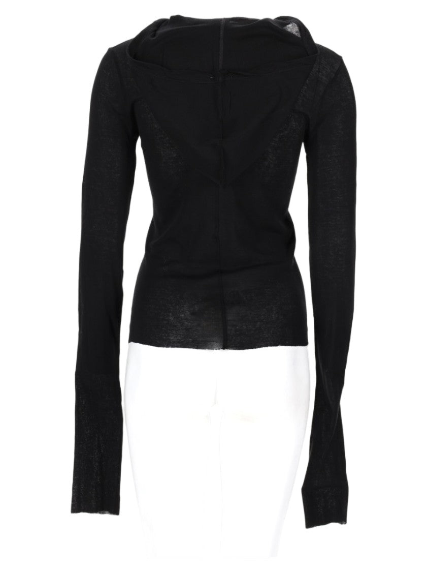 Rick Owens Black Fitted Long-Sleeve Cotton T-Shirt