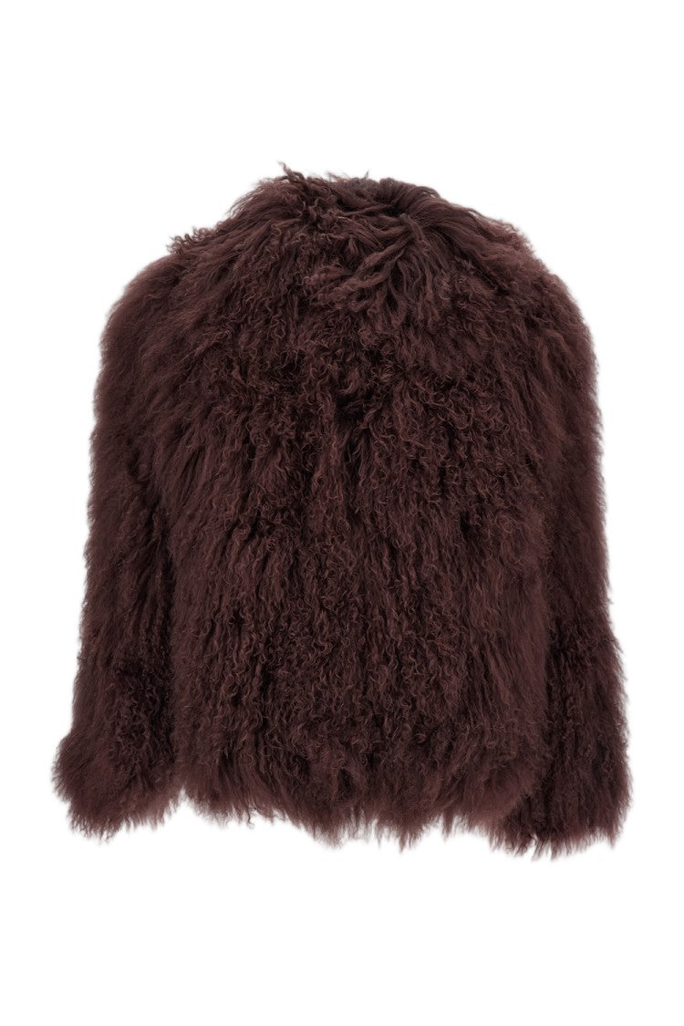 Martha Louis Mongolian Fur Midi Jacket With Concealed Fastening
