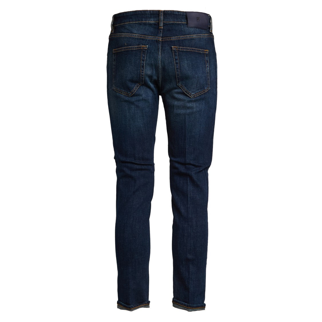 Pt Stretch Denim Jeans With Five-Pocket Design And Leather Patch