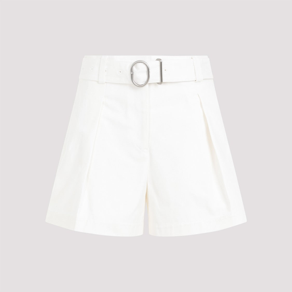 Jil Sander Mid Waist Optic White Cotton Shorts