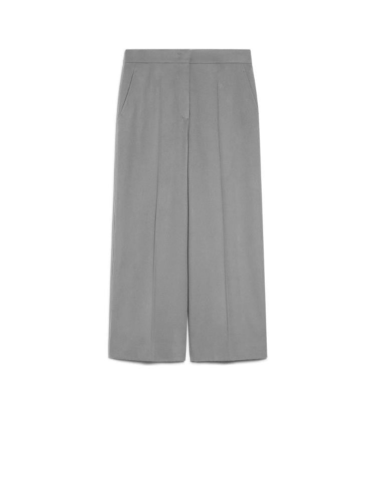Max Mara Cropped Grey Trousers With Wide-Leg Silhouette