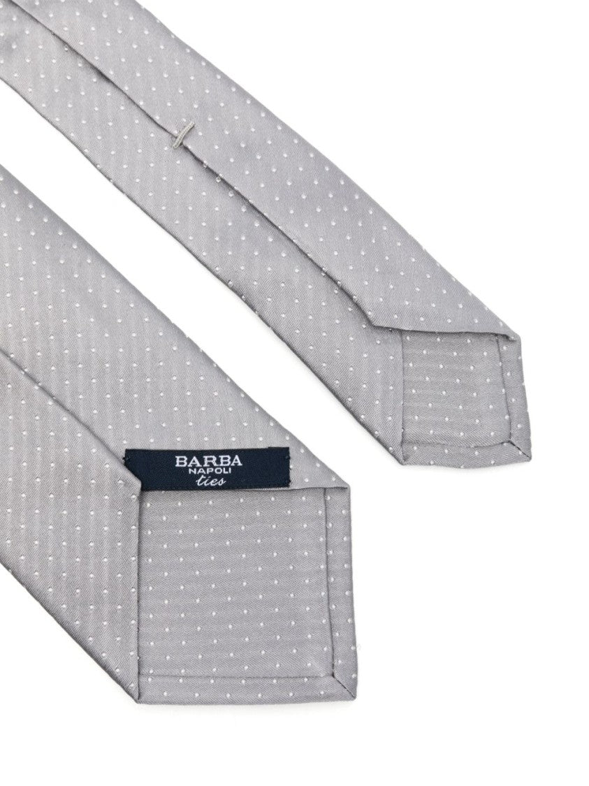Barba Light Grey Tie With Subtle Dotted Pattern