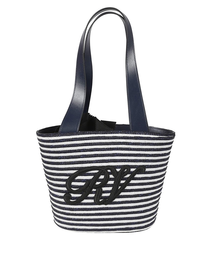 Roger Vivier Structured Blue Handbag With Striped Design