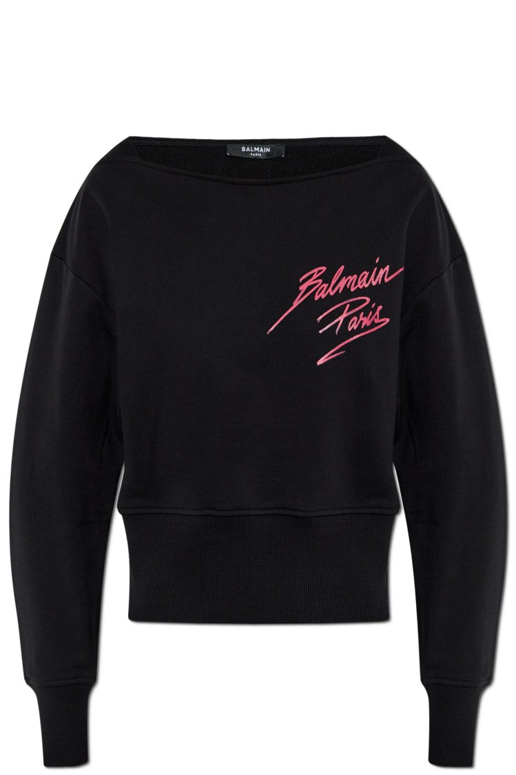 Balmain Black Sweatshirt With Hand-Written Logo Detail