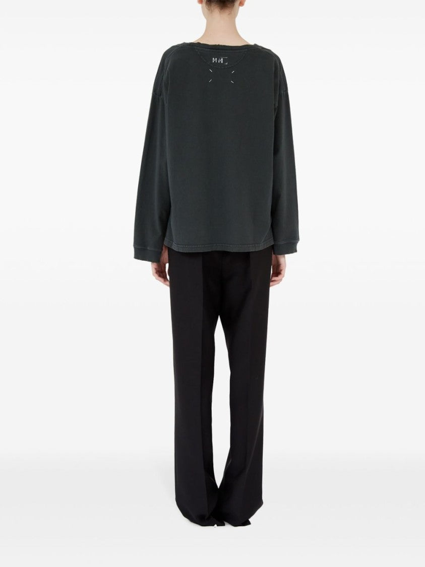 Maison Margiela Anthracite Grey Sweatshirt With Stamp Logo Print