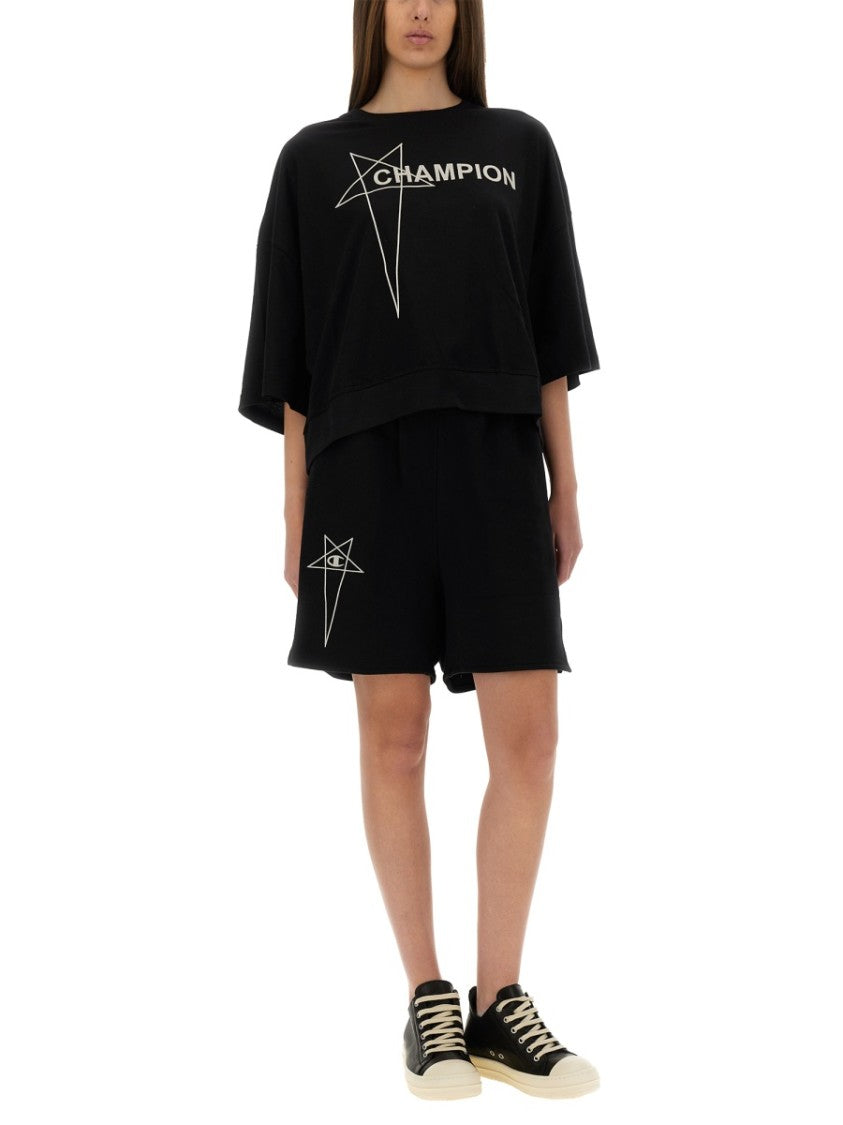 Champion X Rick Owens Relaxed Fit Black Cotton Shorts