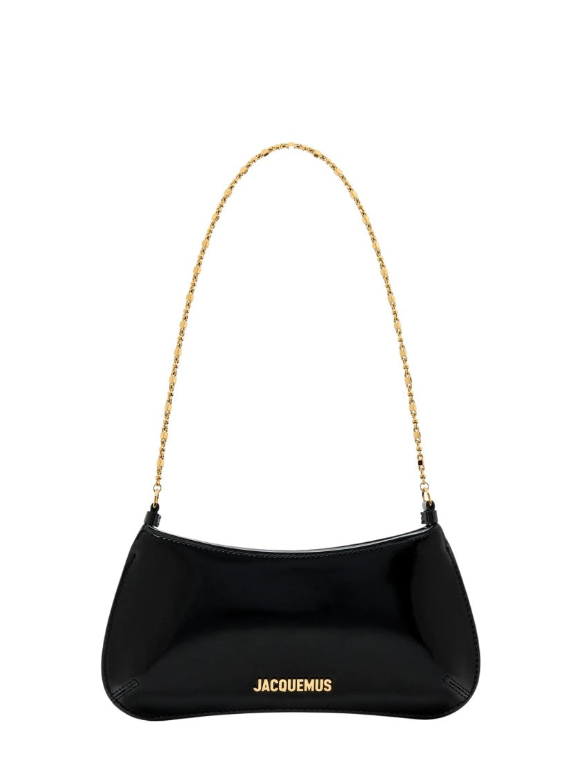 Jacquemus Black Leather Le Petit Bisou Chain Shoulder Bag
