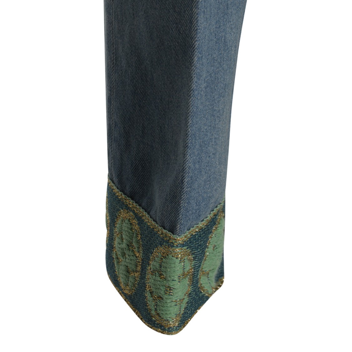 Valentino Faded Grey Cotton Denim Jeans With Embroidered Cuffs